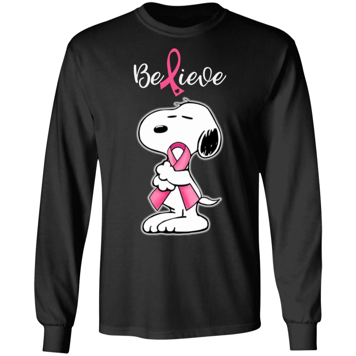 Snoopy Hug Breast Cancer Ribbon Believe Shirt, T-Shirt, Hoodie, Tank ...